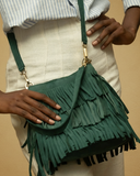 Fringe Bucket Suede Bag