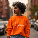 Definition of a Woman — The Statement. The Standard | White Print Crewneck | Definitions of Her Collection