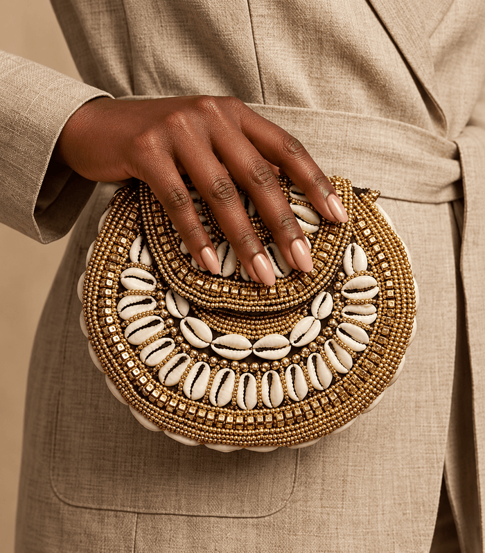Bahari Luxe Cowry Shell Clutch