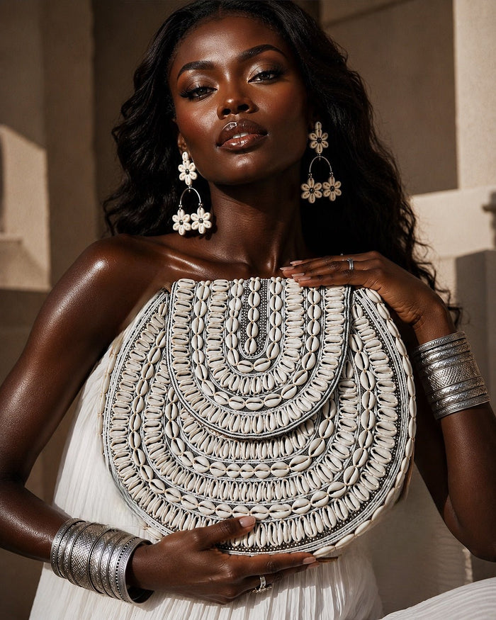 Bahari Luxe Cowry Shell Clutch