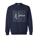 Definition of a Woman — The Statement. The Standard | White Print Crewneck | Definitions of Her Collection