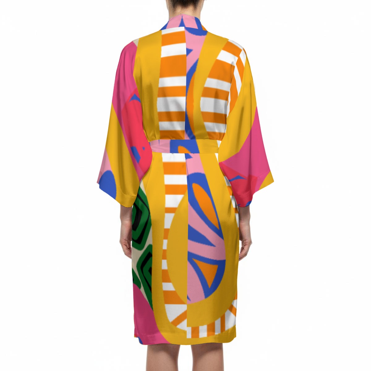ABEILLE CREATIONS- Zuri Design- Women’s Satin-Feel Kimono Robe (Short)