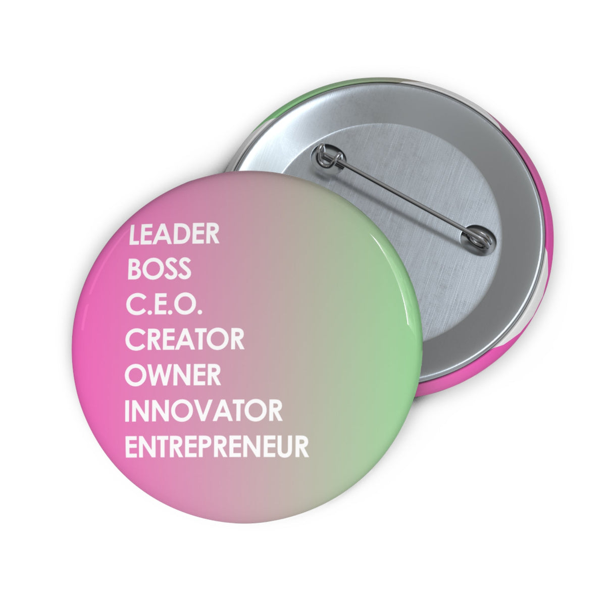 LBC Words Pin Button, Pink and Green