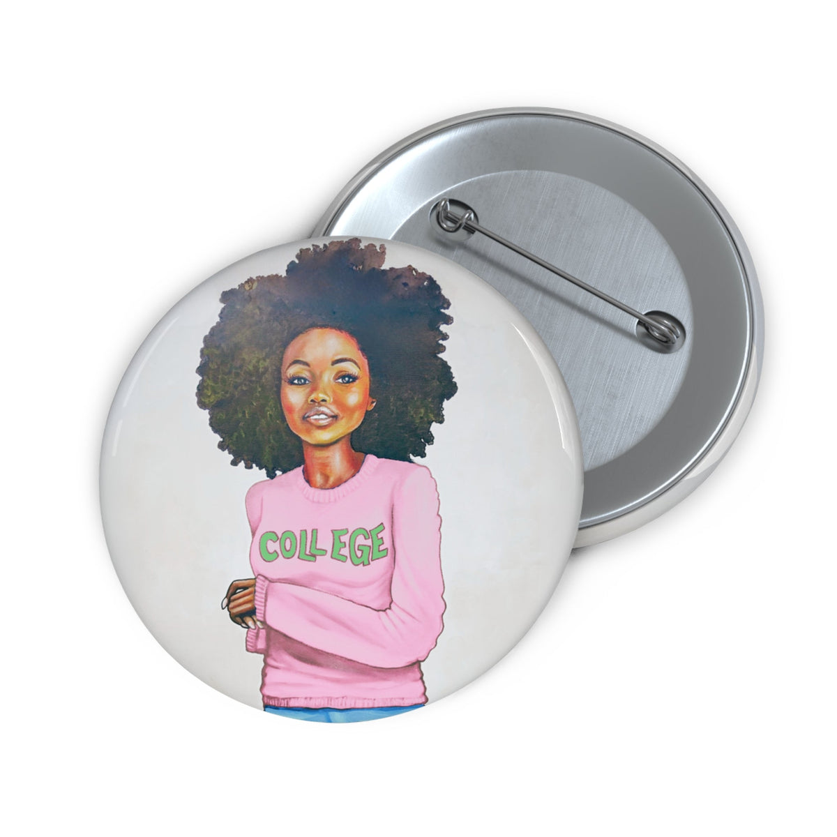 College Pink and Green Pin Button