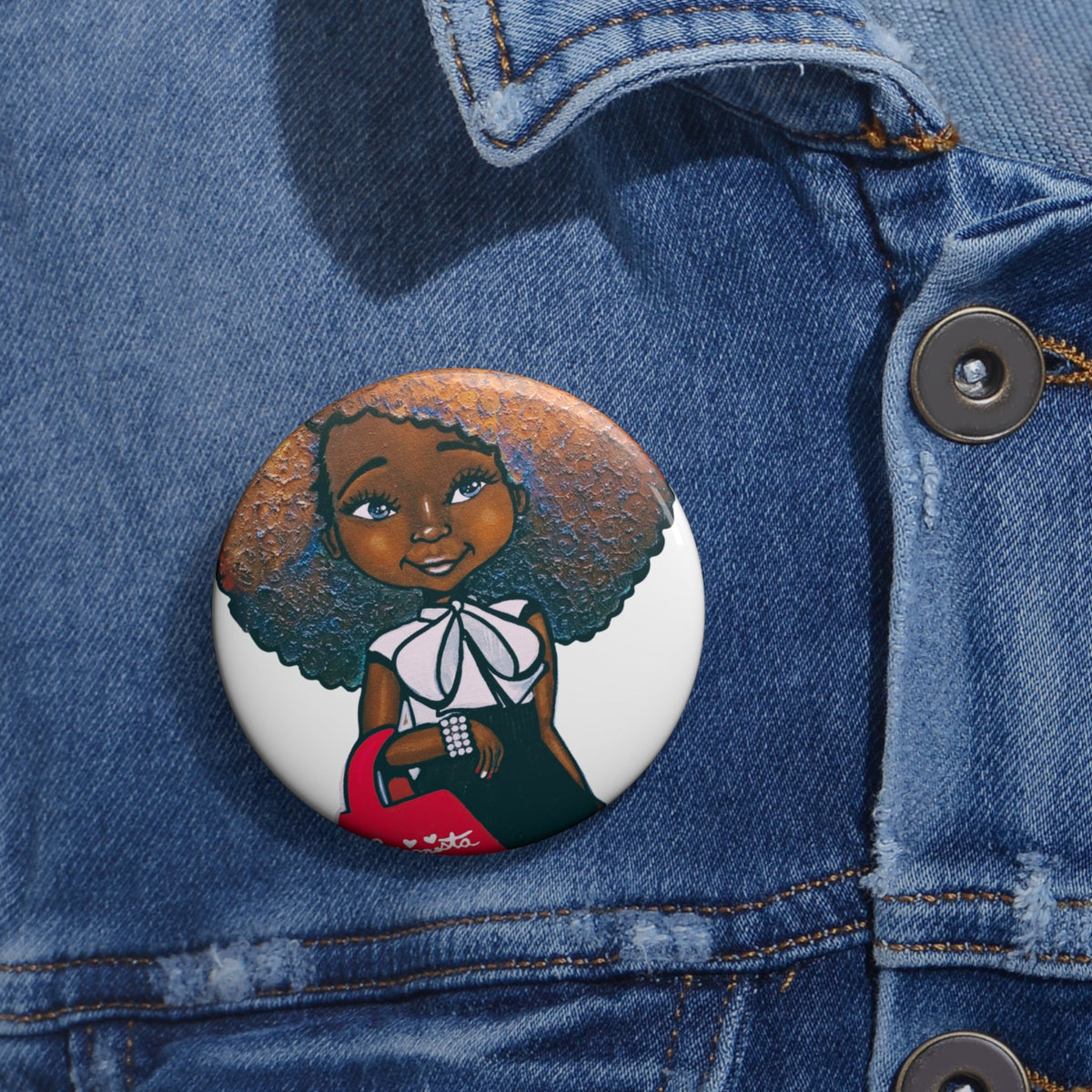 Fashionista Red and White Pin Button