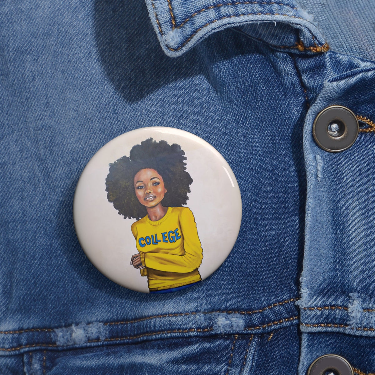 College Blue and Gold Pin Button