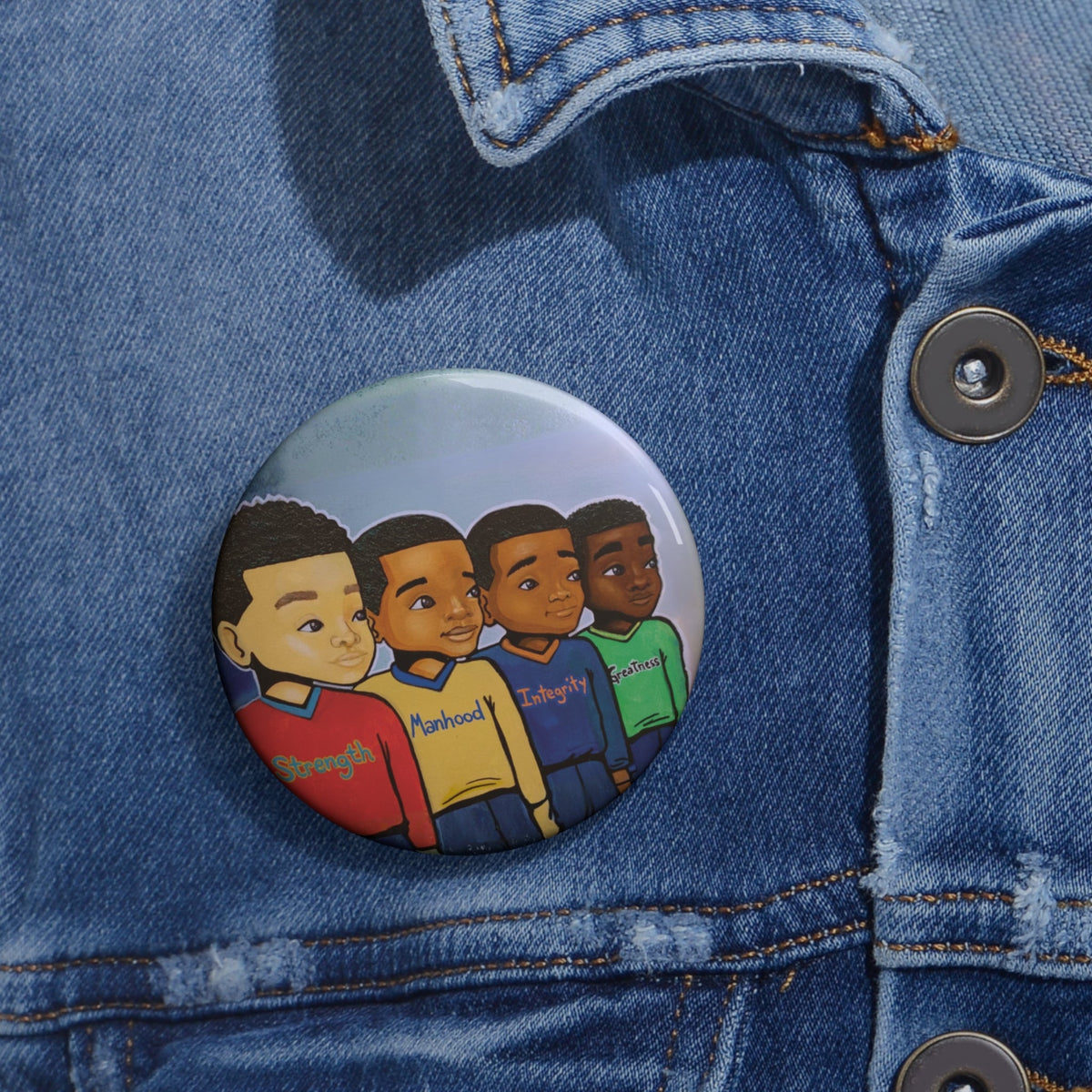 Strength, Manhood, Integrity, Greatness Pin Button