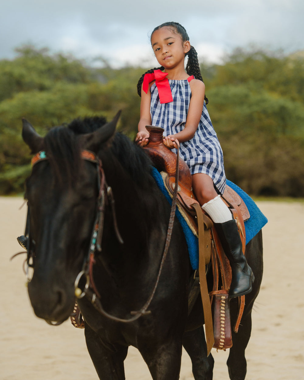 Coradorables GIRLS Palaka Navy Signature Ribbon Dress