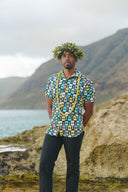 Cora Spearman Hawaii MENS UKULELE/PALAKA S/S "Kalani" Aloha Shirt