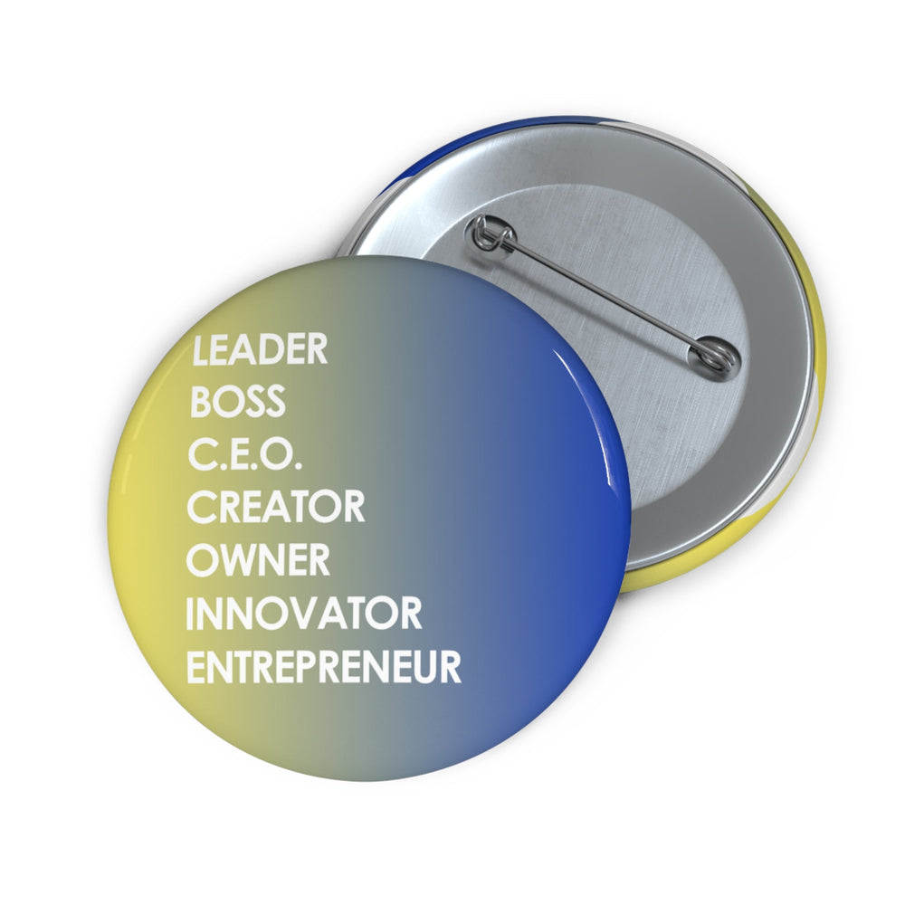 LBC Words Pin Button, Yellow and Blue