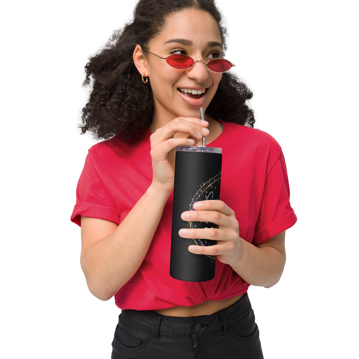 Girls Today Engineers Tomorrow Slim Steel Tumbler - Black