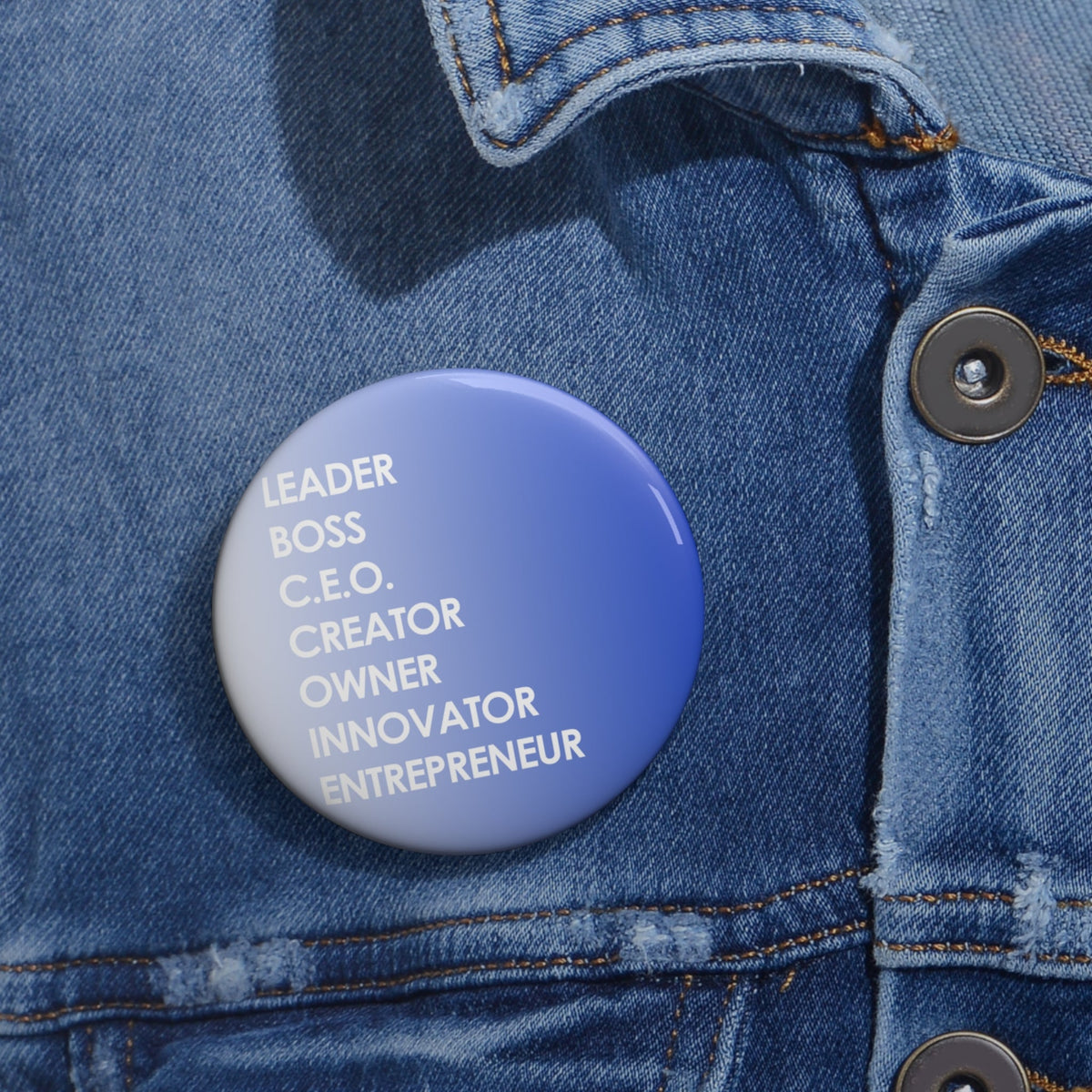 LBC Words Pin Button, White and Blue