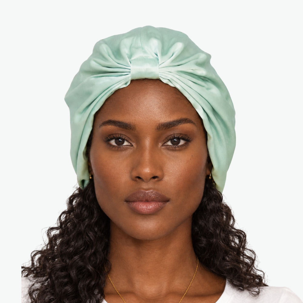 Organic Silk Hair Bonnet Mint Green