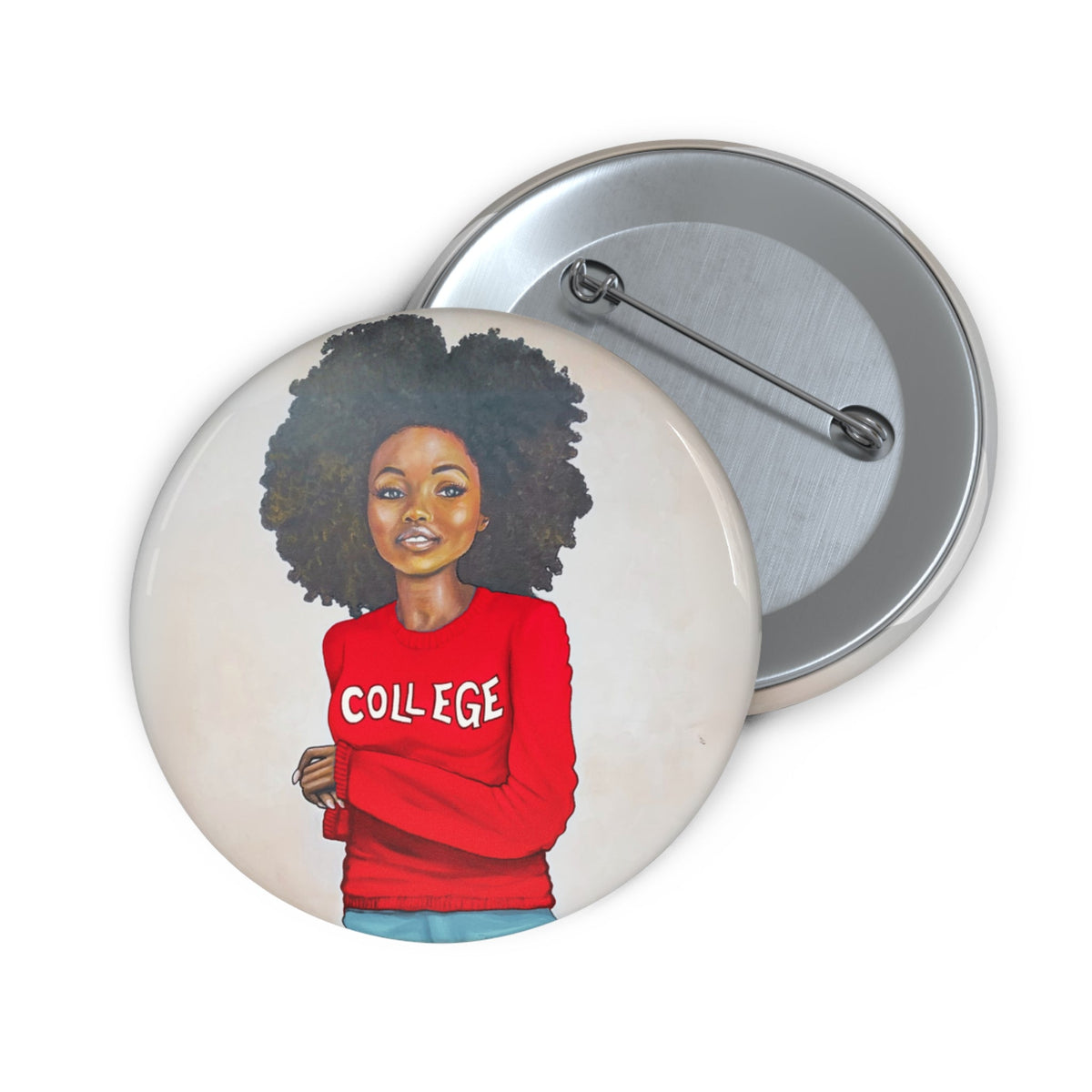 College Red and White Pin Button