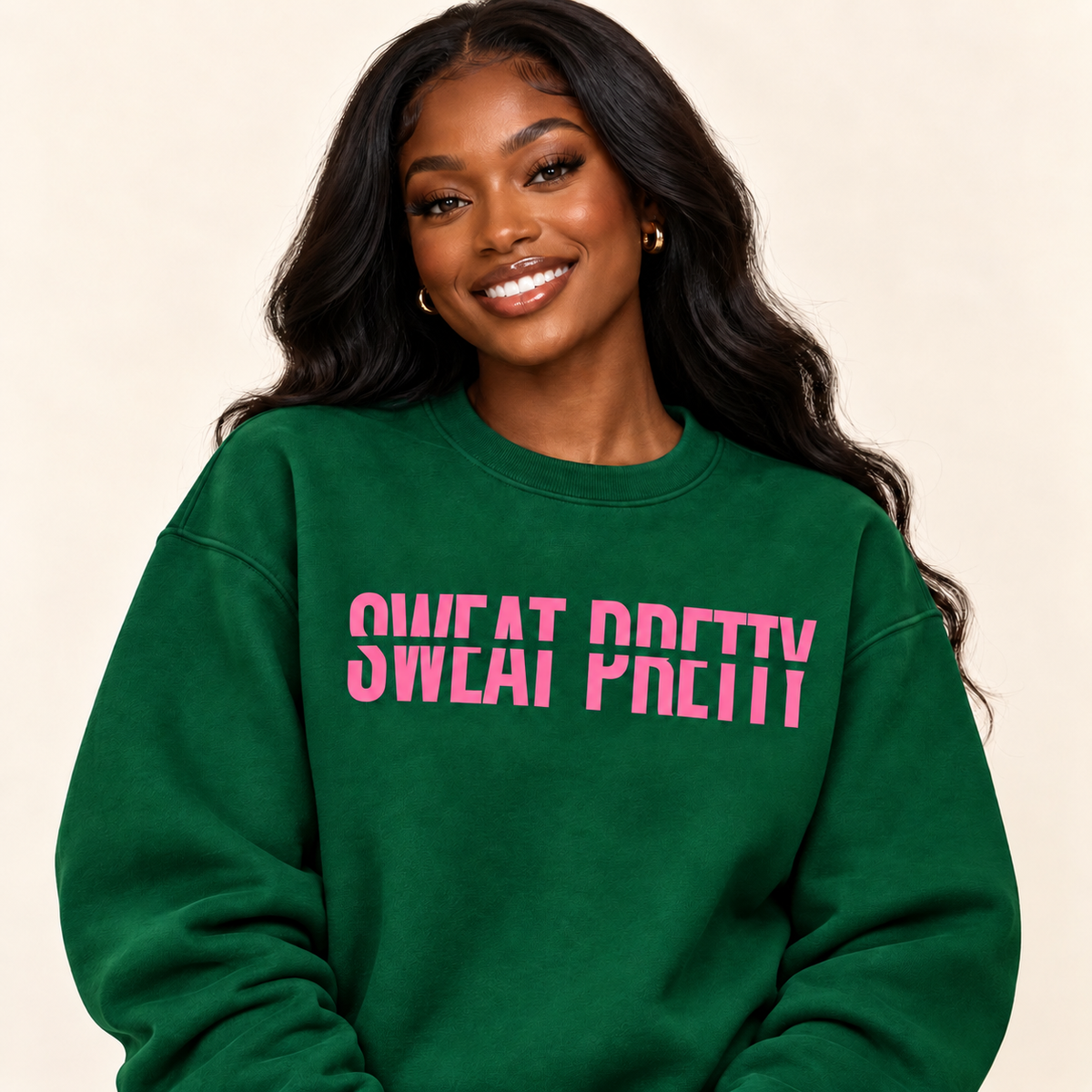 Sweat Pretty Campus Collective - Green w/pink