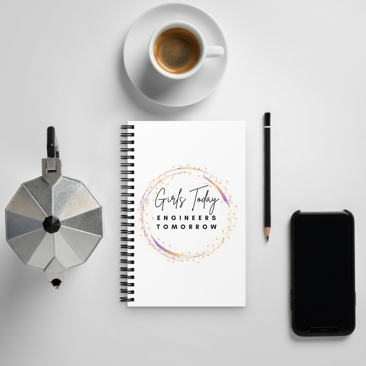 Girls Today Engineers Tomorrow Logo Spiral Notebook