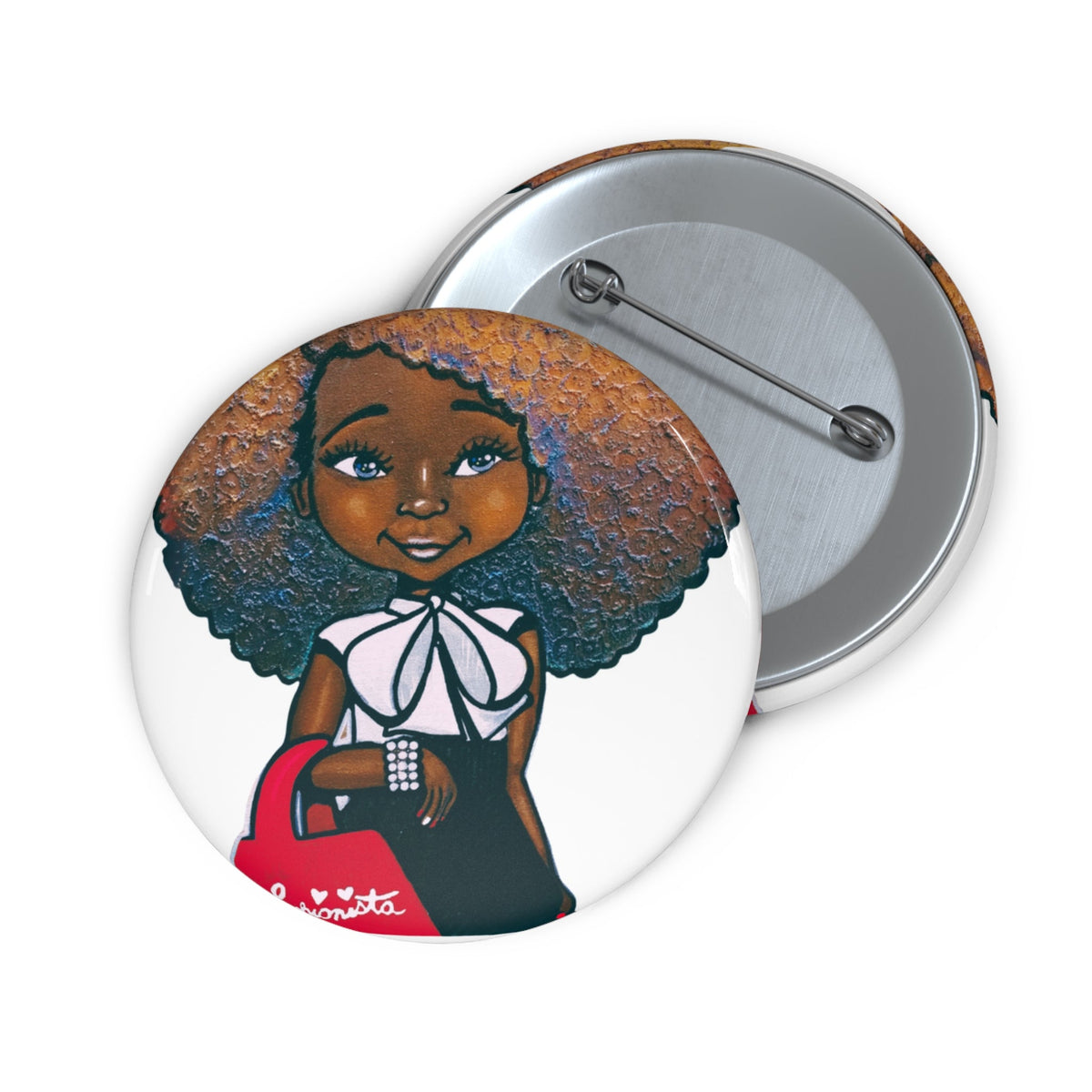 Fashionista Red and White Pin Button