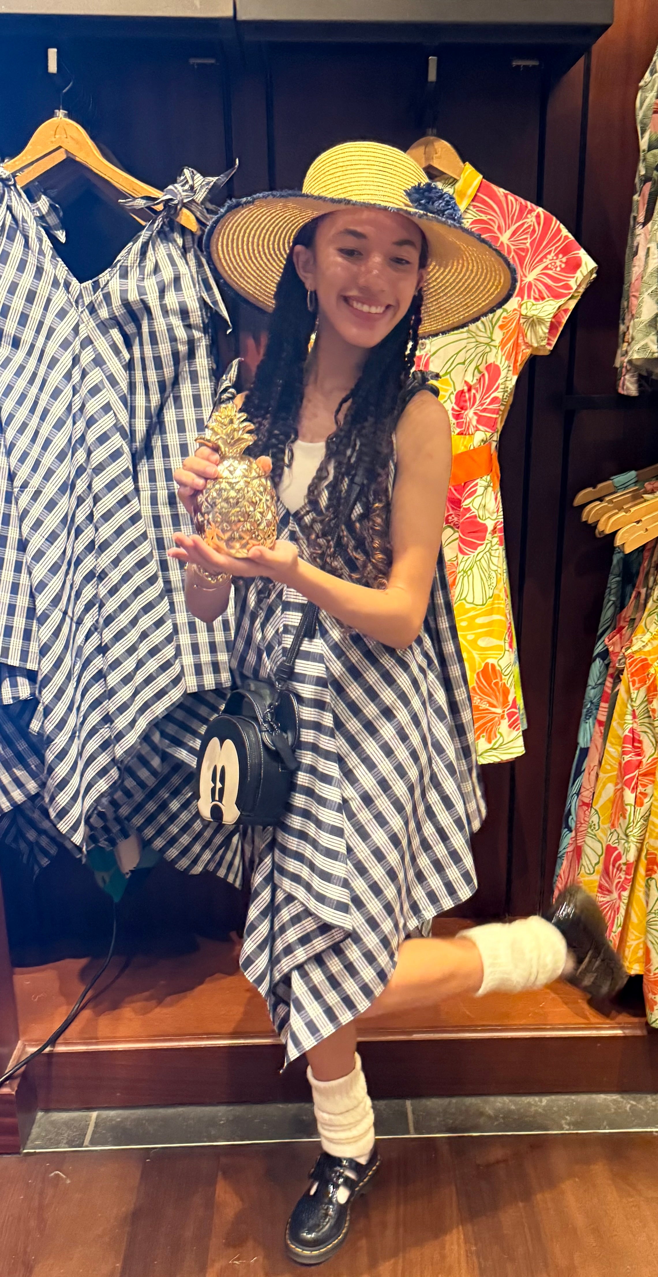 Cora Spearman Hawaii WOMENS Palaka Navy Handkerchief Dress