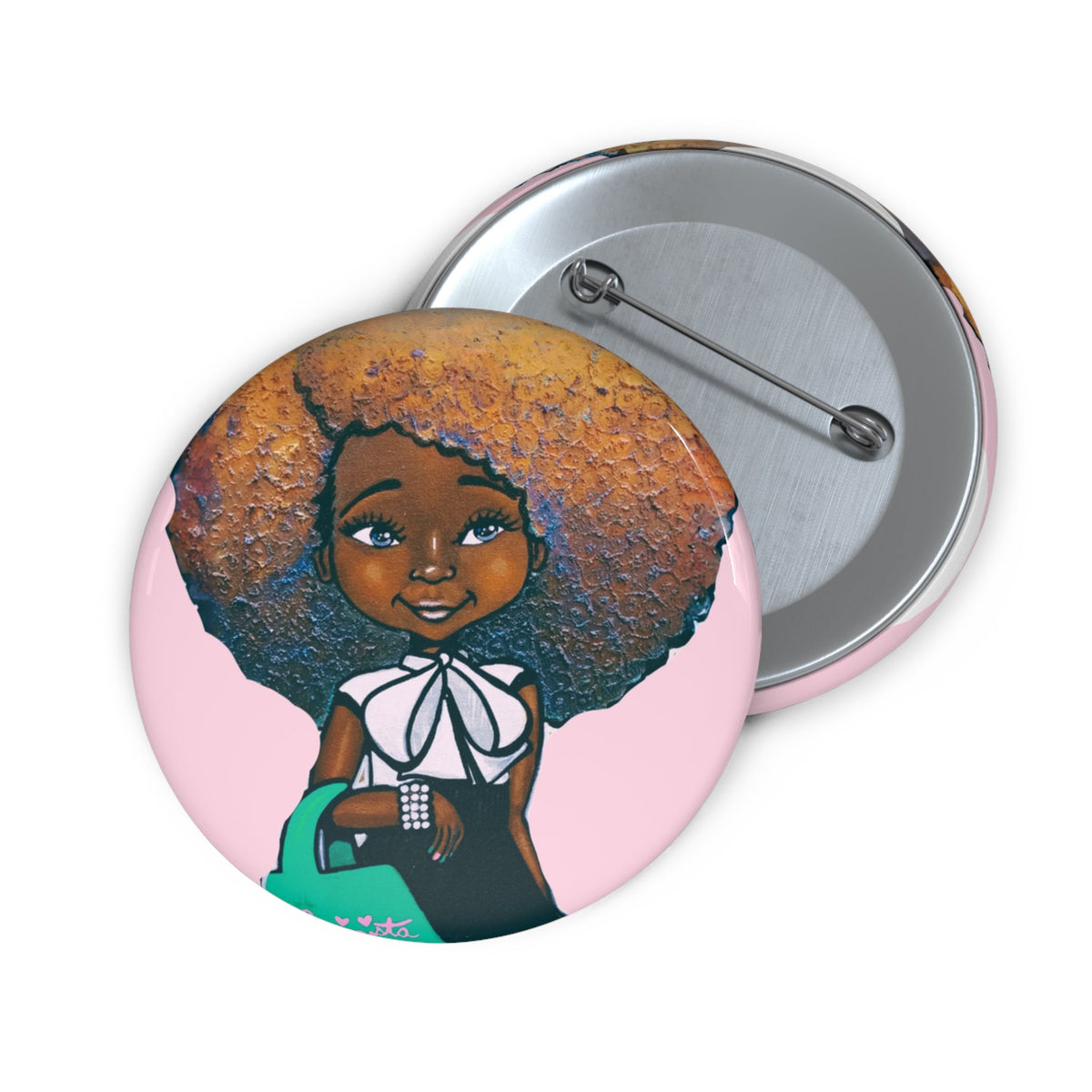 Fashionista Pink and Green Pin Button