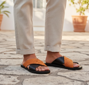 Pike Leather Sandal: Orange