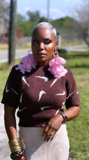 Nonso Square top flower petal earrings