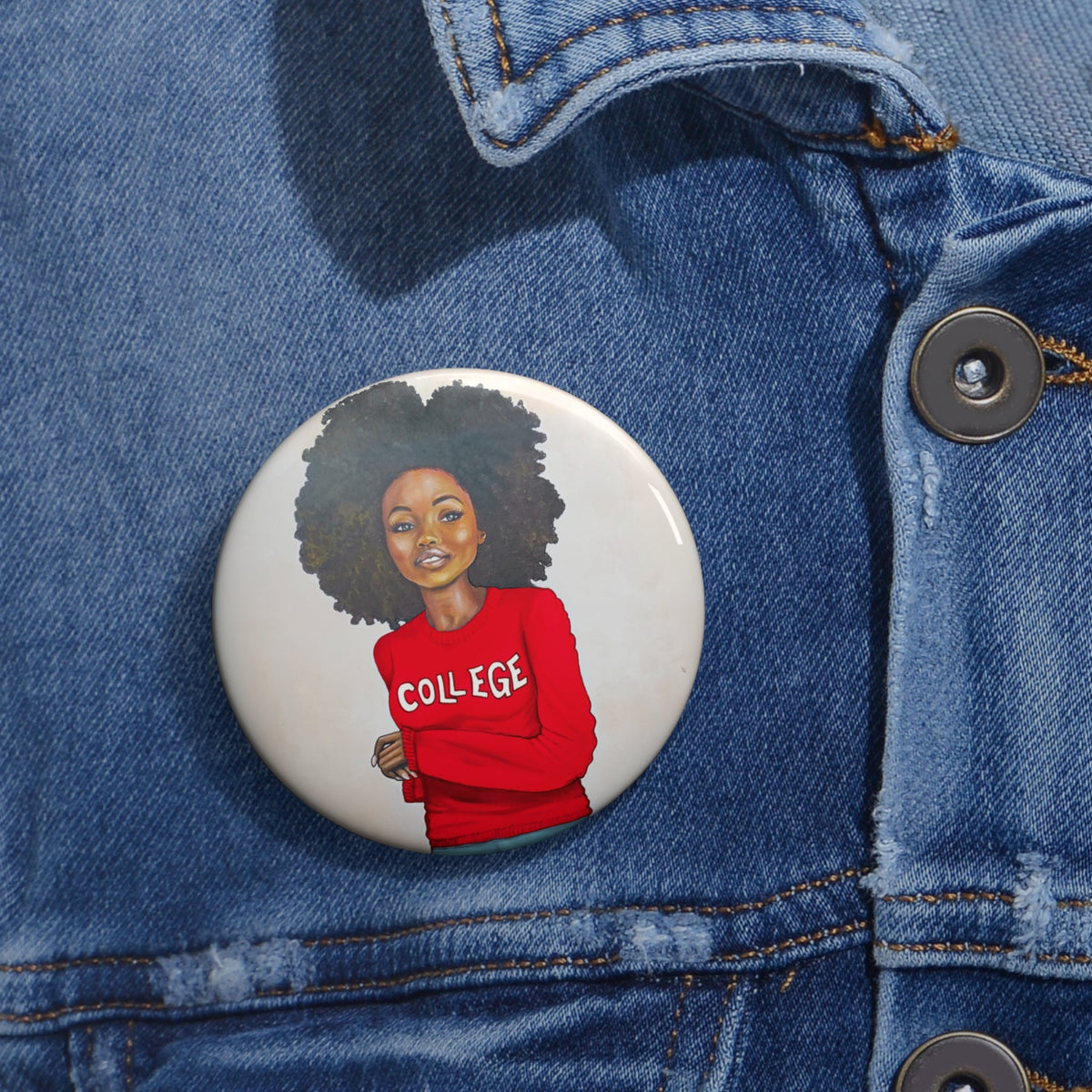 College Red and White Pin Button