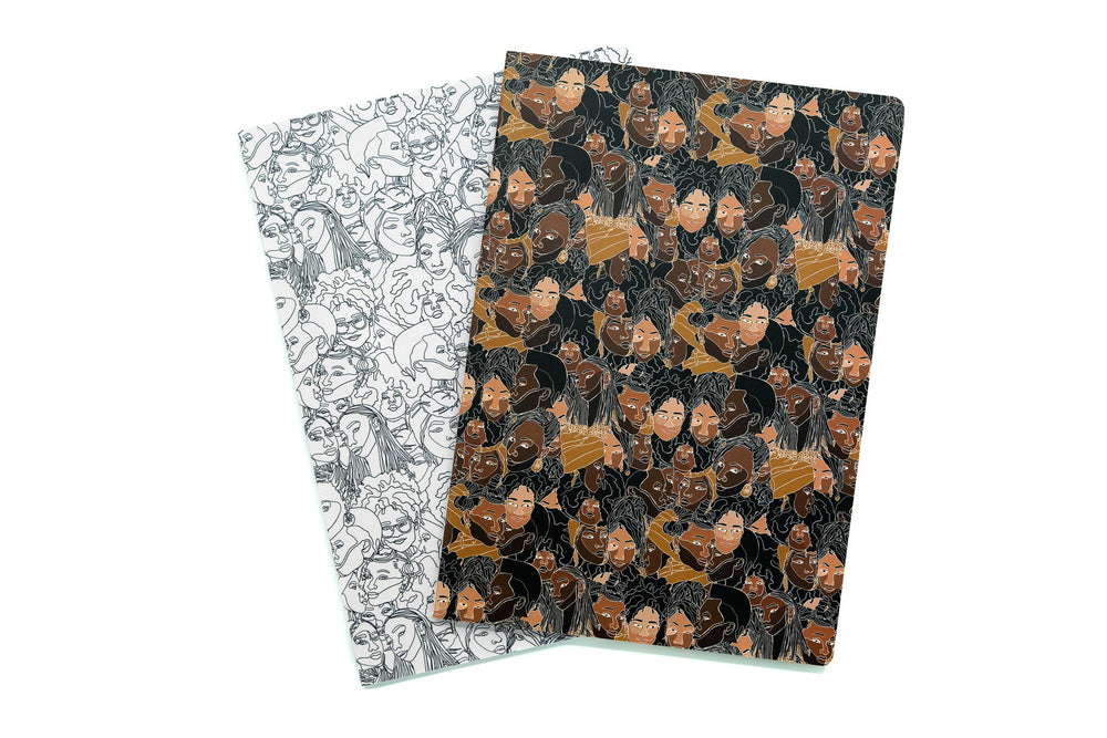 Black Women Line Art A5 Notebook Set