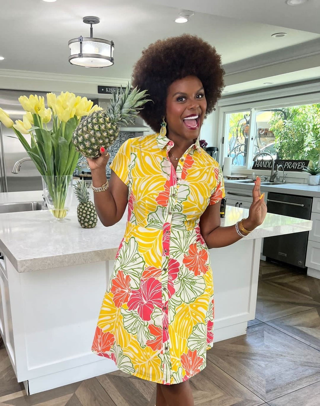 Cora Spearman Hawaii WOMENS Groovy Hibiscus Aloha Shirt Dress