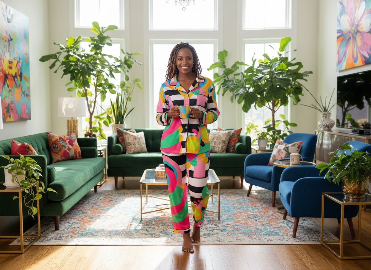 Amayah Design- Women's  Silky Pajama Set