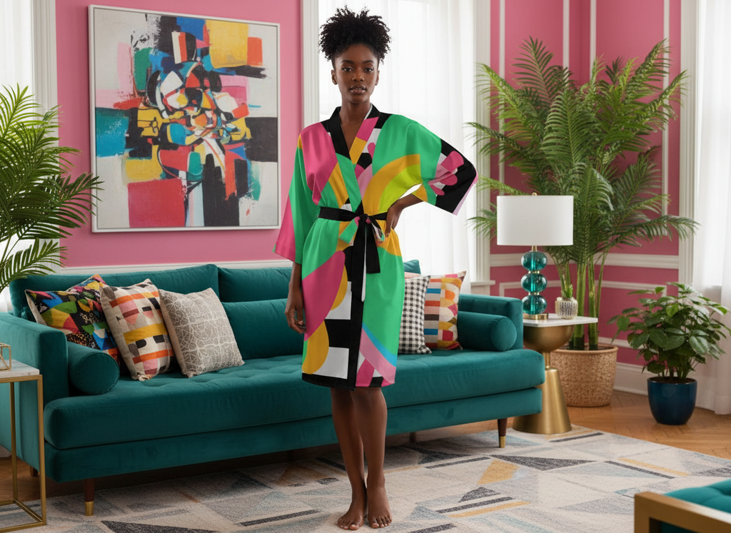 Amayah Design- Women’s Satin-Feel Kimono Robe (Short)