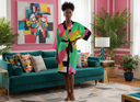 ABEILLE CREATIONS-Amayah Design- Women’s Satin-Feel Kimono Robe (Short)