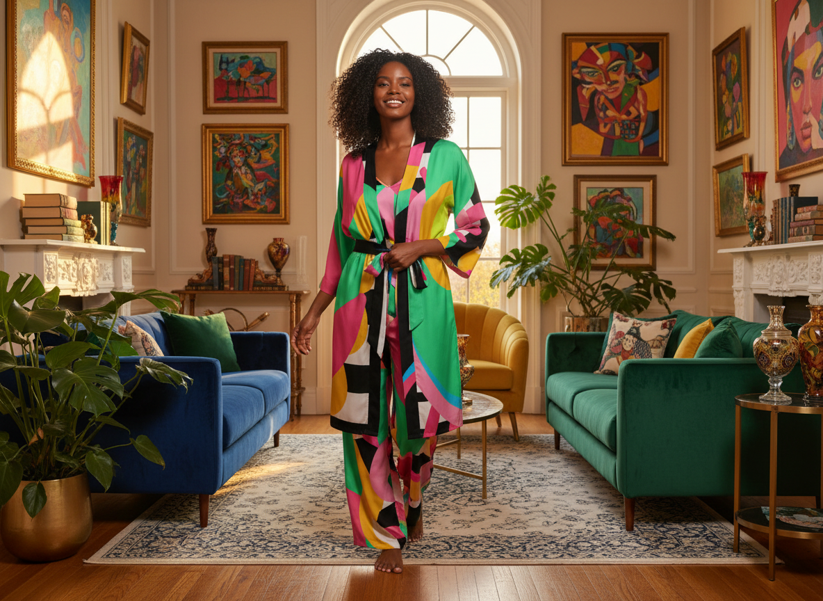 Amayah Design- Women’s Satin-Feel Kimono Robe (Short)