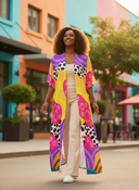 ABEILLE CREATIONS- ASILI Design- Long Satin Kimono Robe