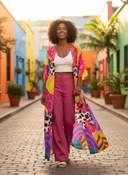 ABEILLE CREATIONS- ASILI Design- Long Satin Kimono Robe