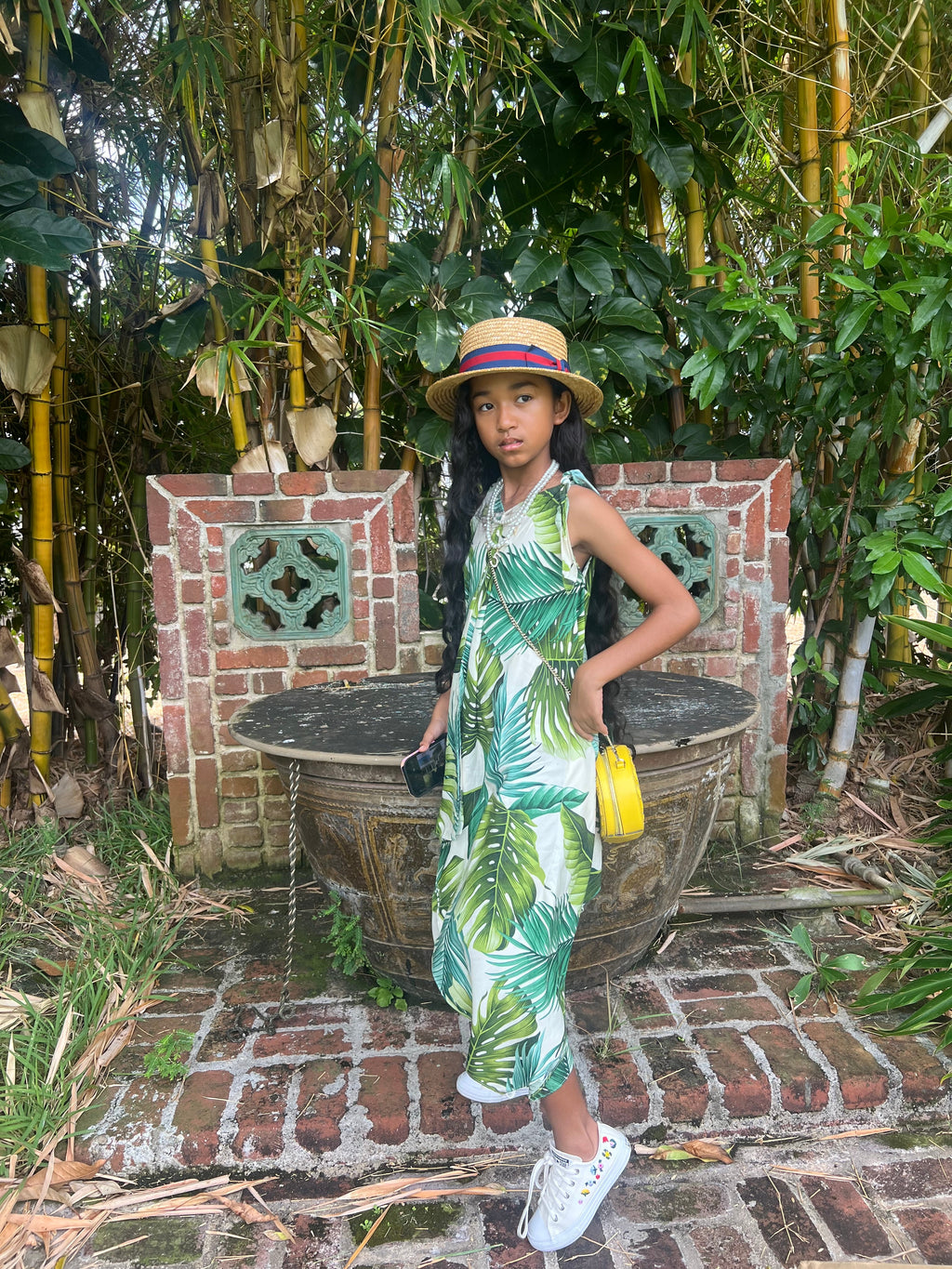 Coradorables GIRLS Monstera 21 Ivory Handkerchief Dress