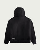 Label-Stitch Black Hooded Cotton Sweatshirt