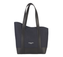Asymmetrical Apple Peel Leather and Denim Tote Bag