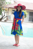 Cora Spearman Hawaii WOMENS  XL HIBISCUS ROYAL Aloha Shirt Dress