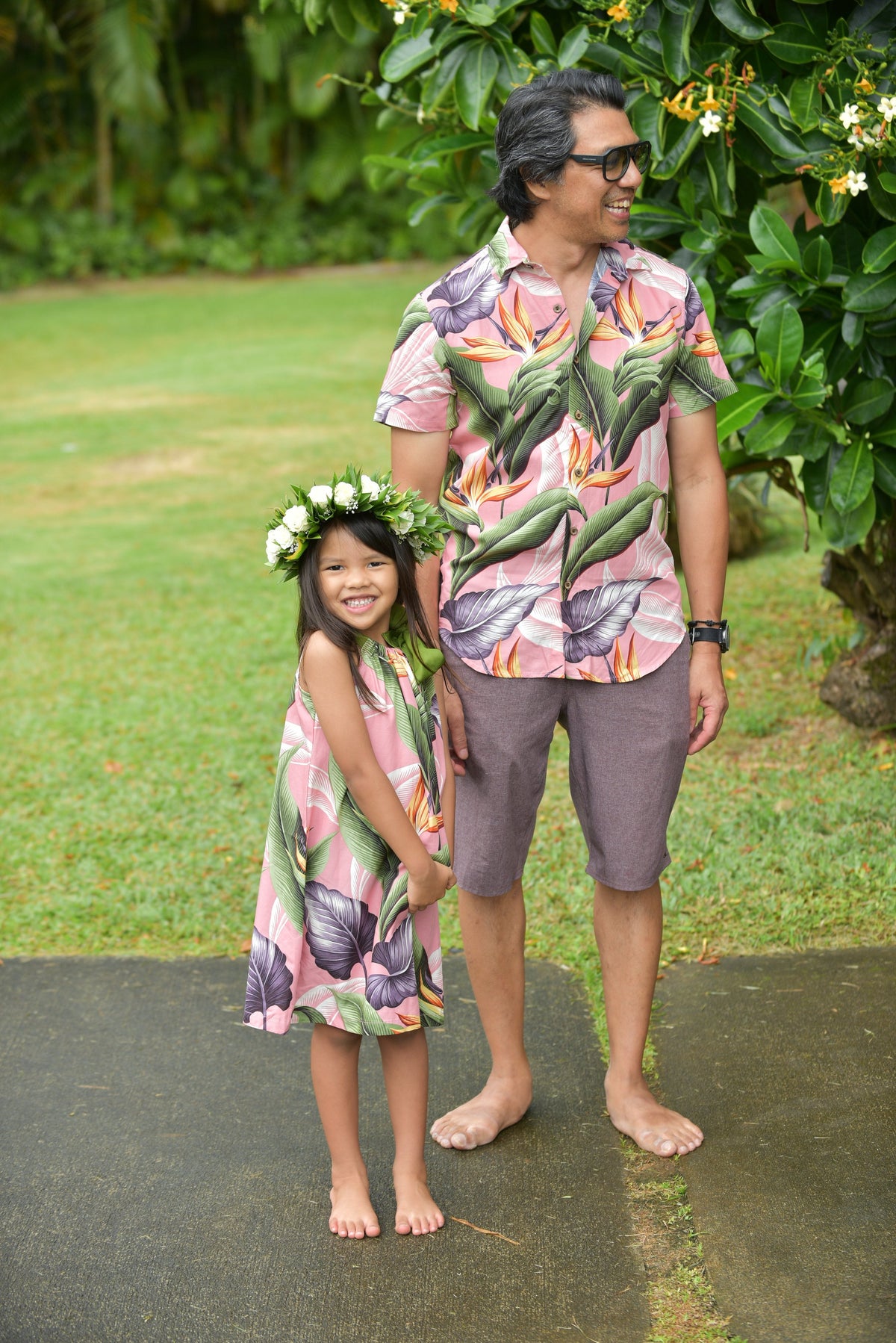 Cora Spearman Hawaii MENS Birds Of Paradise Mauve S/S "Kalani" Aloha Shirt