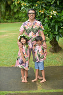 Cora Spearman Hawaii MENS Birds Of Paradise Mauve S/S "Kalani" Aloha Shirt