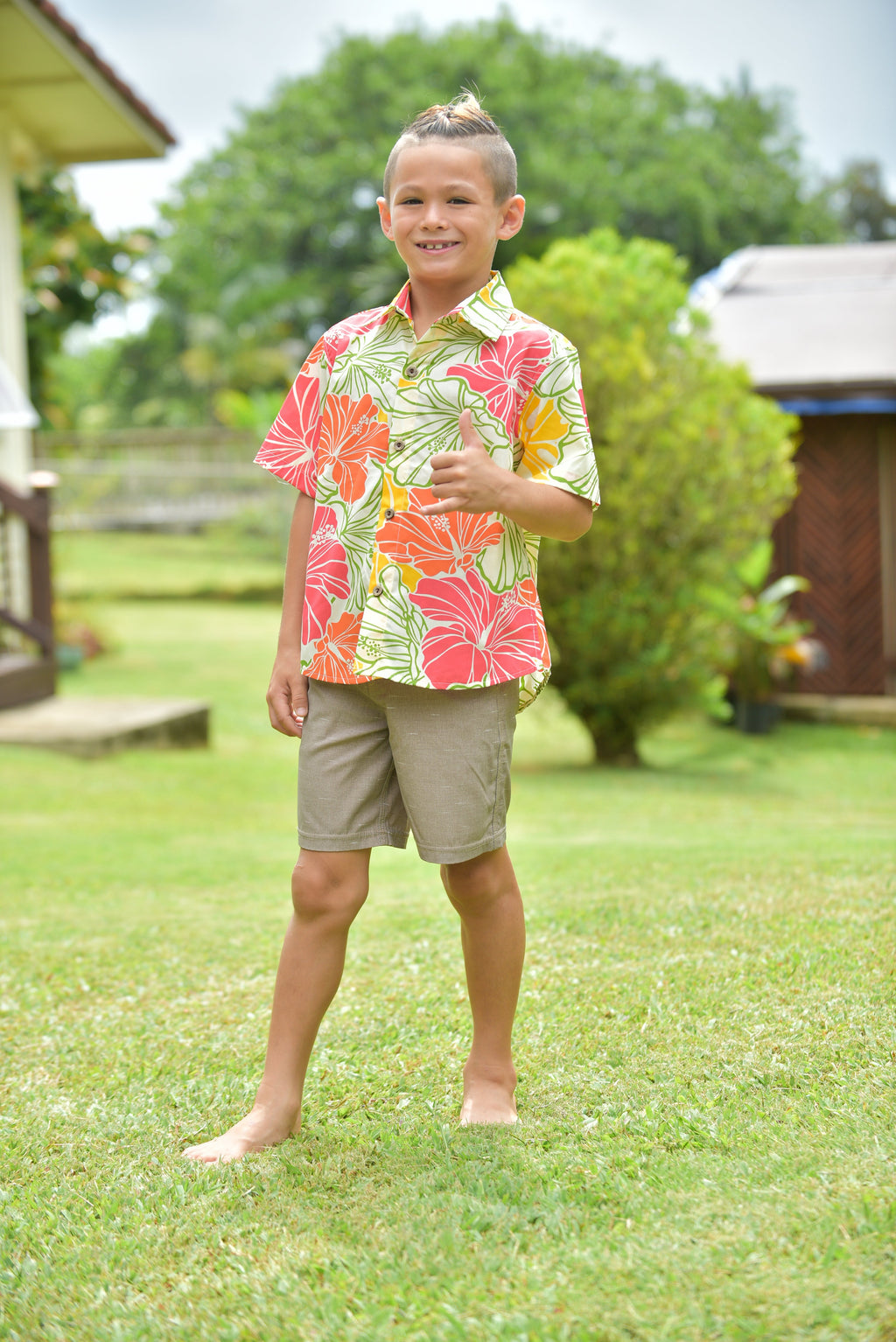 Coradorables BOYS Groovy Hibiscus S/S "Kalani" Aloha Shirt