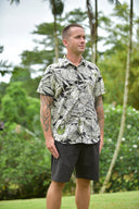 Cora Spearman Hawaii MENS Protea Black S/S "Kalani" Aloha Shirt