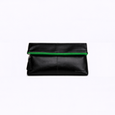 Dani Foldover Clutch - Black / Green Zipper