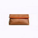 Dani Foldover Clutch - Iced Coffee / Orange Zipper