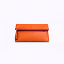 Dani Foldover Clutch - Orange / Pink Zipper