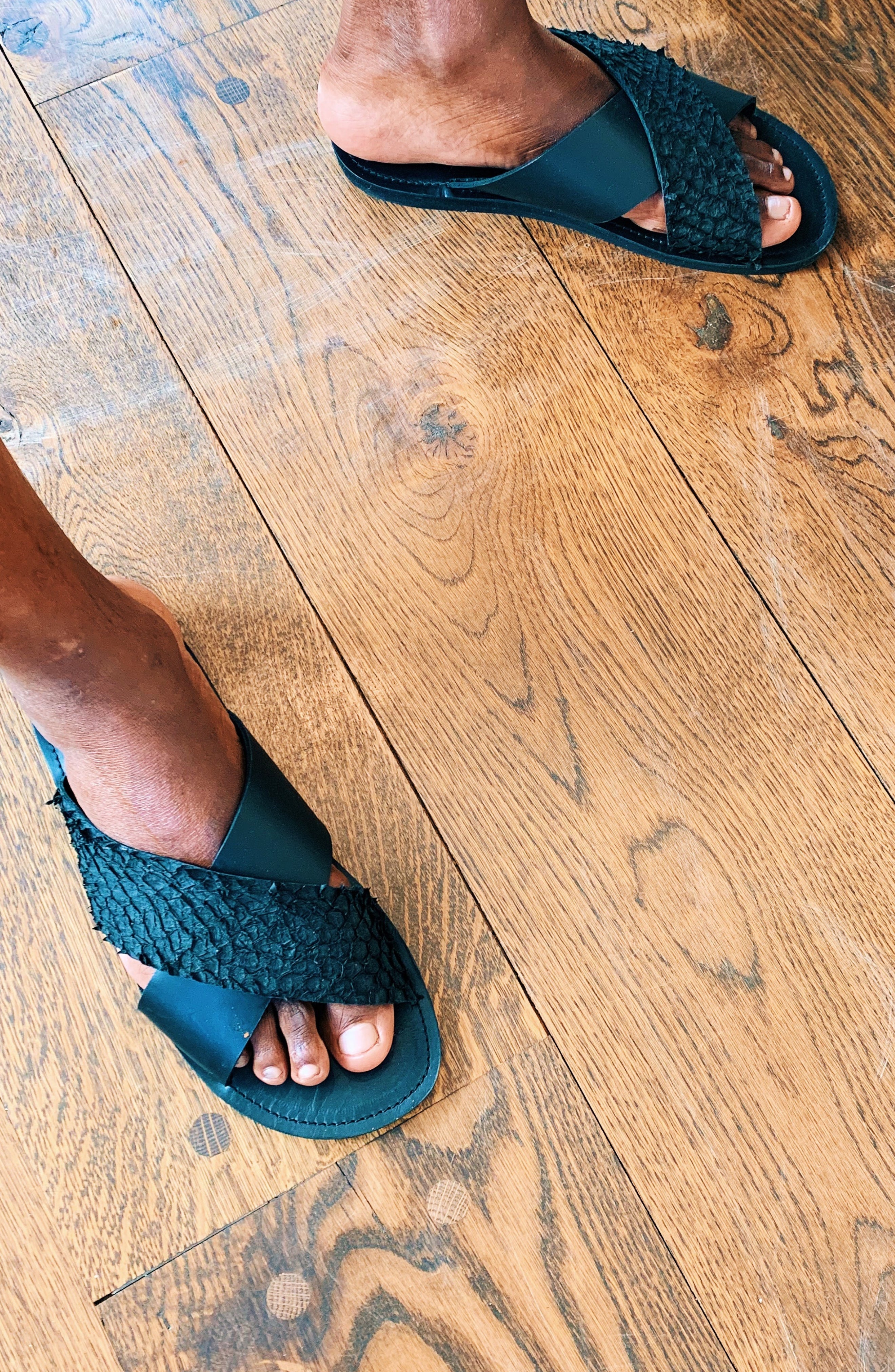 Pike Leather Sandal: Black on Black