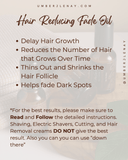 Hair Reducing Fade Oil - Slows Growth, Thins, and Reduces Hair Naturally