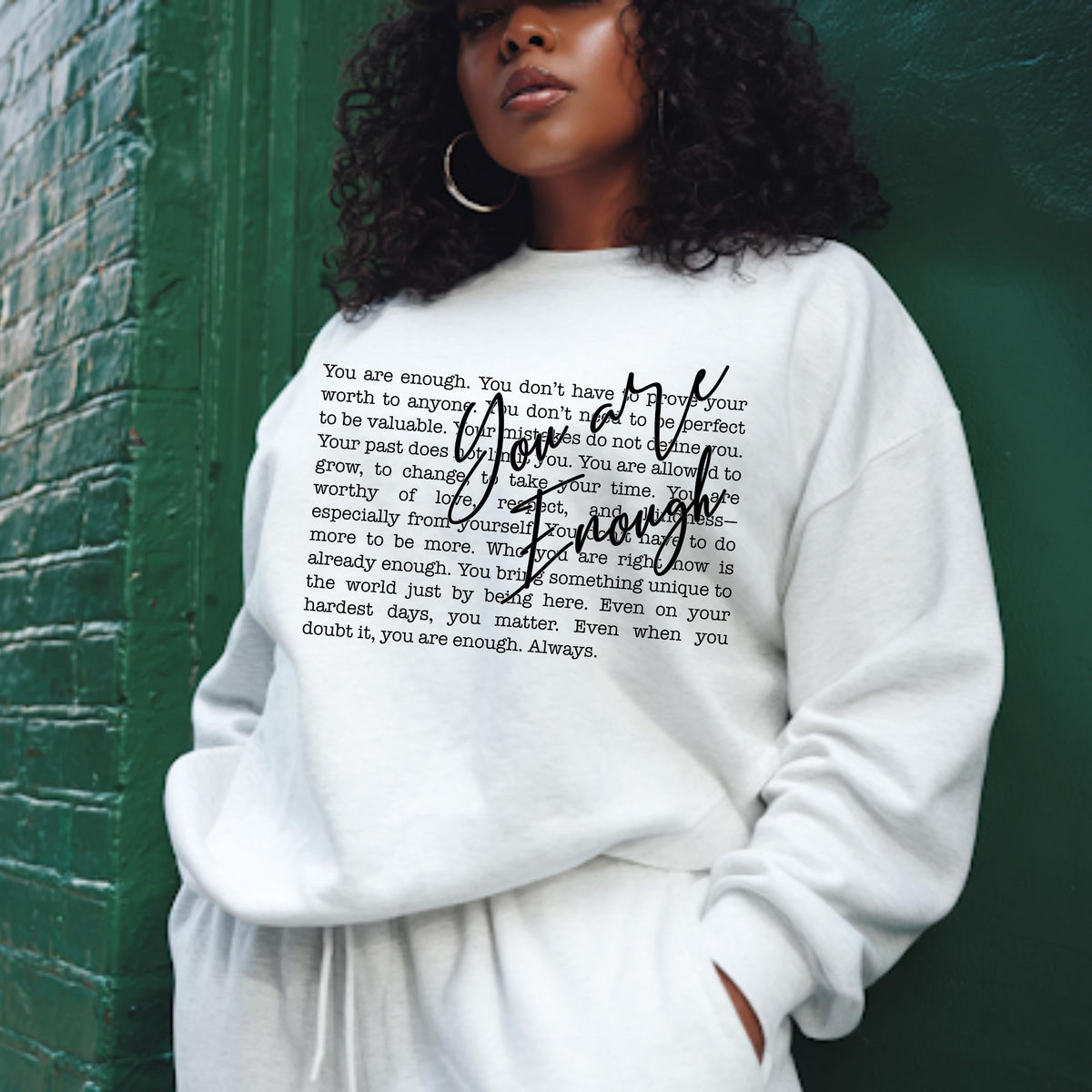 You Are Enough — The Gospel of Worthiness | Women's Crewneck | Definitions of Her Collection