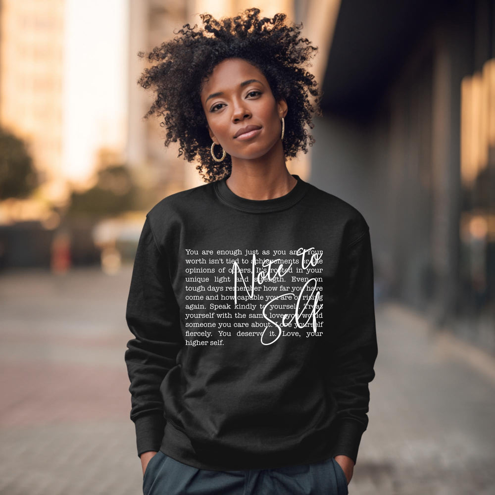 Note to Self — Sacred Reminders | White Print Crewneck | Definitions of Her Collection