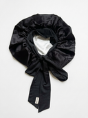 XL Organic Silk Hair Bonnet Onyx Black (Pearl White Interior)